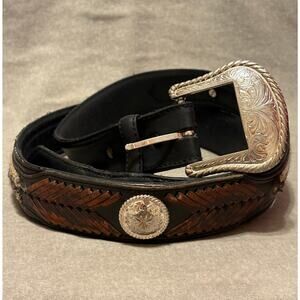 Tony Lama  42” Western Belt Silver Plate Removable Buckle Braided Repair/Parts